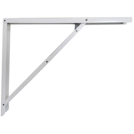Klappbarer Stahlwinkel, weiß, 40 x 52 cm – Tragfähigkeit 400 kg – Für Tischler- und Bauarbeiten – Zusammengeklappte Höhe 2 cm