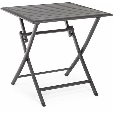 Klappbarer Tisch aus  Aluminium "Elin" für den Einsatz im Garten und auf der Veranda -70 x 70 cm / Anthrazit