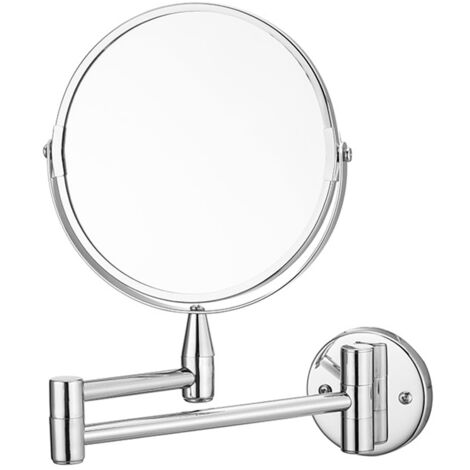 Klappbarer und einziehbarer Terrassenspiegel, Sonnenlicht, 2-fache Vergrößerung, keine Löcher, flache Oberfläche, Metall/Aluminium-Material, Silber