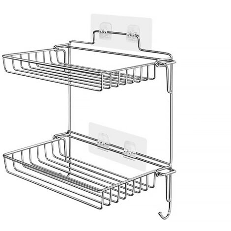 Klappbares Edelstahl-Ablageregal mit Haken für das Badezimmer