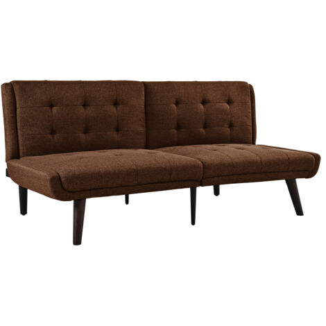 Klappbares Futon-Sofa Bett, 146 cm Schlafcouch mit 5-fach verstellbarer Rückenlehne, modernes Loveseat für kleine Räume, Gästebett & Wohnzimmer, Braun