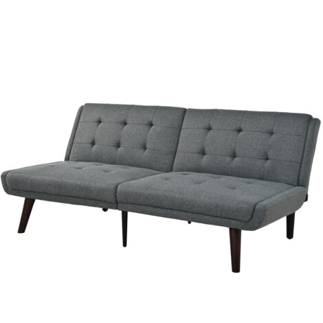 Klappbares Futon-Sofa Bett, 146 cm Schlafcouch mit 5-fach verstellbarer Rückenlehne, modernes Loveseat für kleine Räume, Gästebett & Wohnzimmer, Grau