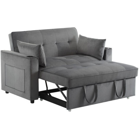 Klappbares Schlafsofa, Multifunktionssofa mit Schlaffunktion, Schlafsofa mit Getränkehalter und Kissen, geeignet für Wohnzimmer, Schlafzimmer, Heimkino-Wohnung
