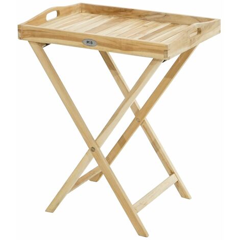 Klappbares Tablett Beistelltisch Teakholz Outdoor Garten Terrasse Balkon