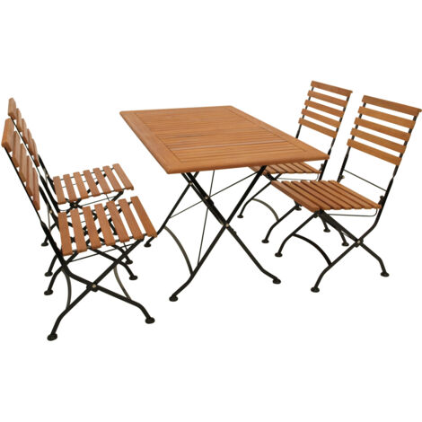 Klappgarnitur HOFGARTEN 5-teilig, Flachstahl schwarz + Eukalyptus, FSC®-zertifiziert