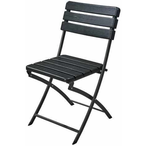 Klappgartenstuhl in Stahl mit Metallholzholz -Holzeffekt Finish