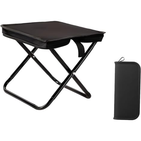 Klapphocker, faltbarer Campingstuhl, tragbarer Angelstuhl, kleiner Klapphocker für Outdoor-Aktivitäten wie Reisen, Wandern, Gartenarbeit, Angeln, Grillen und Strand (Schwarz)