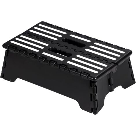 Klapphocker, Klapptritt, tragbarer Stuhl für Küche, Bad, Schlafzimmer, Schwarz, 38 x 22 x 13 cm