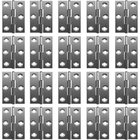 Klappscharniere, 180 Grad, Edelstahl, 20 mm, mit 6 Befestigungslöchern, robuste Scharniere, 20 Stück