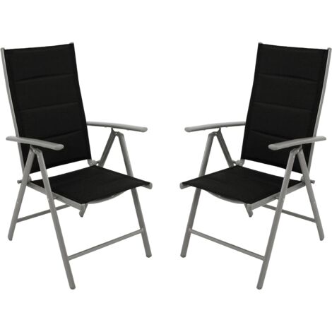 Klappsessel ALMERIA, Aluminium silbergrau + Kunstgewebe gepolstert schwarz, 2 Stück