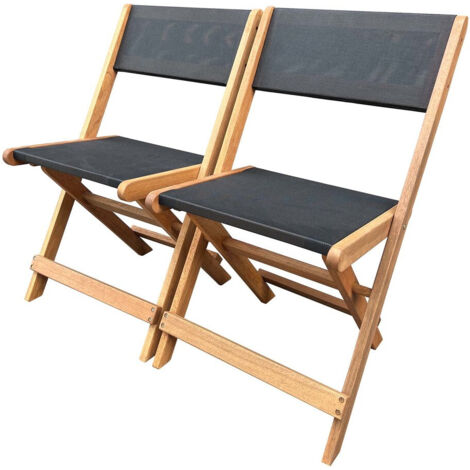 Klappstuhl aus exotischem Holz Seoul - Maple - Schwarz - Satz von 2