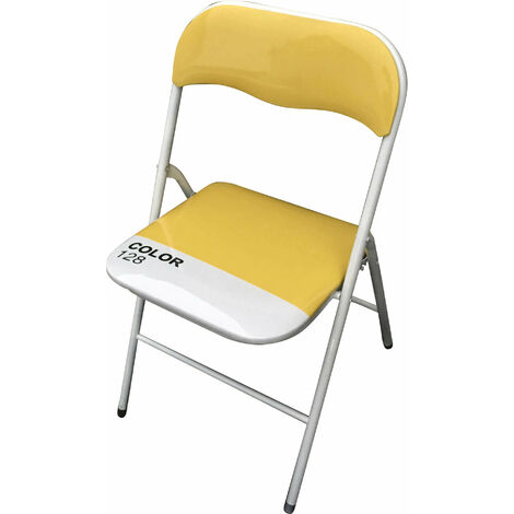 Klappstuhl aus Innen- oder Außenstahl mit Sitz und zurück in PPCP -gepolsterten Kleider - Yellow