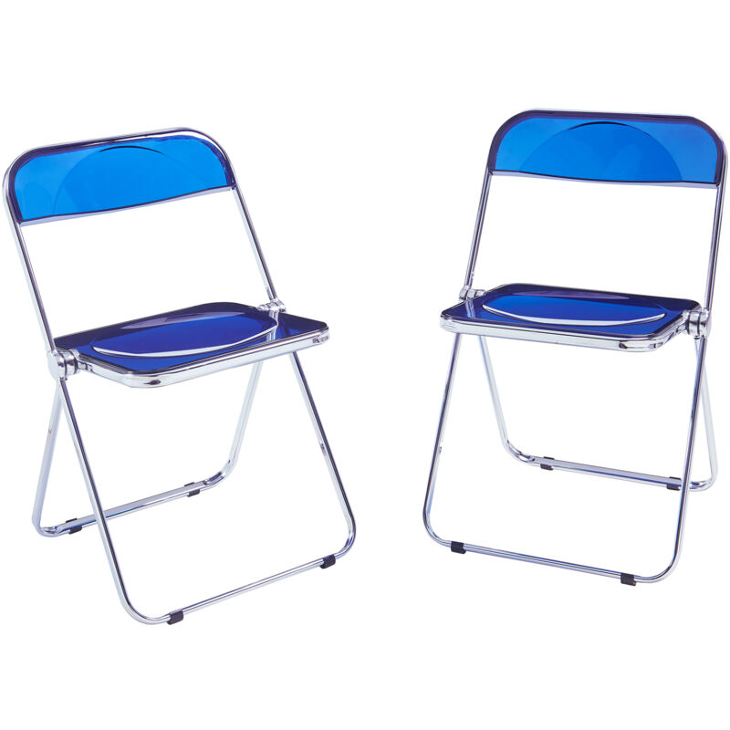 [en.casa] - Klappstuhl Pornainen 2er Set Dunkelblau, Transparent