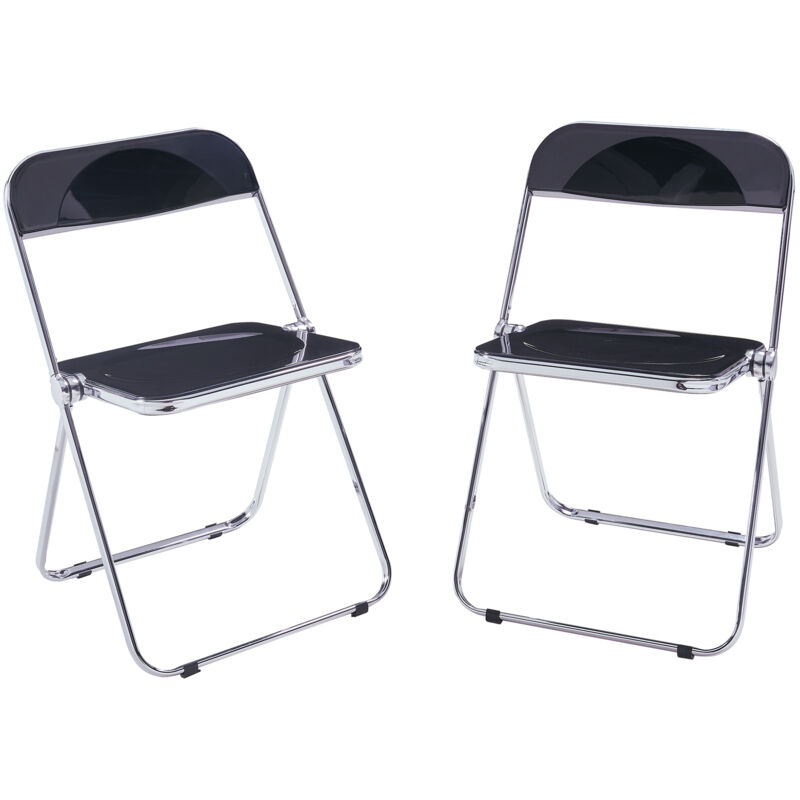 [en.casa] - Klappstuhl Pornainen 2er Set Schwarz