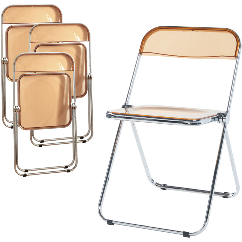 [en.casa] - Klappstuhl Pornainen 4er Set Orange, Transparent