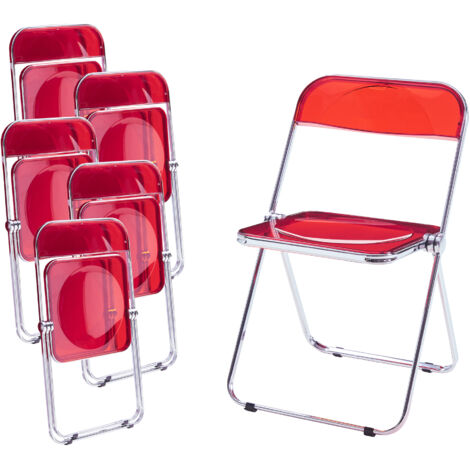 Klappstuhl Pornainen 6er Set Rot, transparent [en.casa]