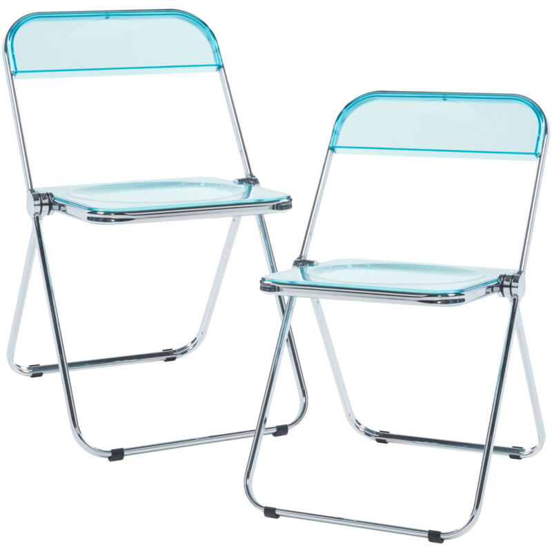 [en.casa] - Klappstuhl Pornainen 2er Set Hellblau, Transparent