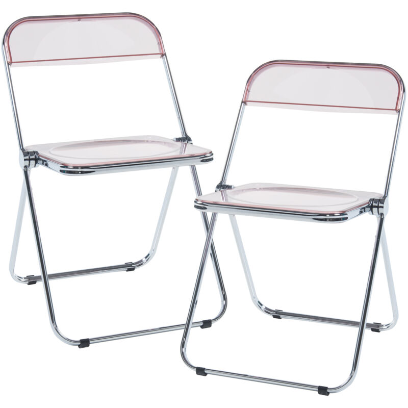 [en.casa] - Klappstuhl Pornainen 2er Set Rosa, Transparent