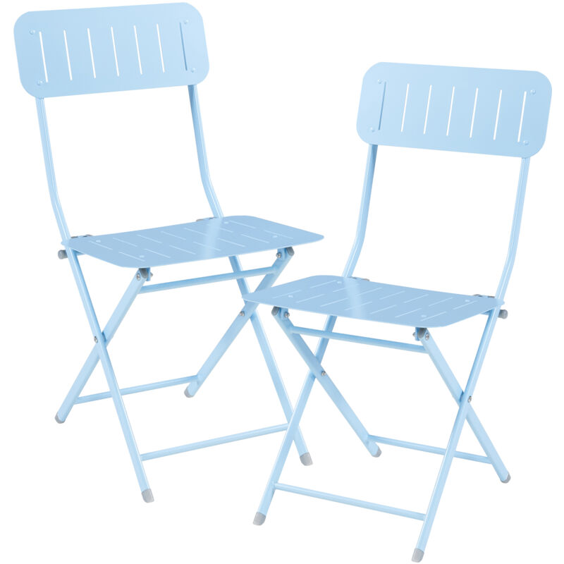 [en.casa] - Klappstuhl Sande 2er Set Stahl Himmelblau