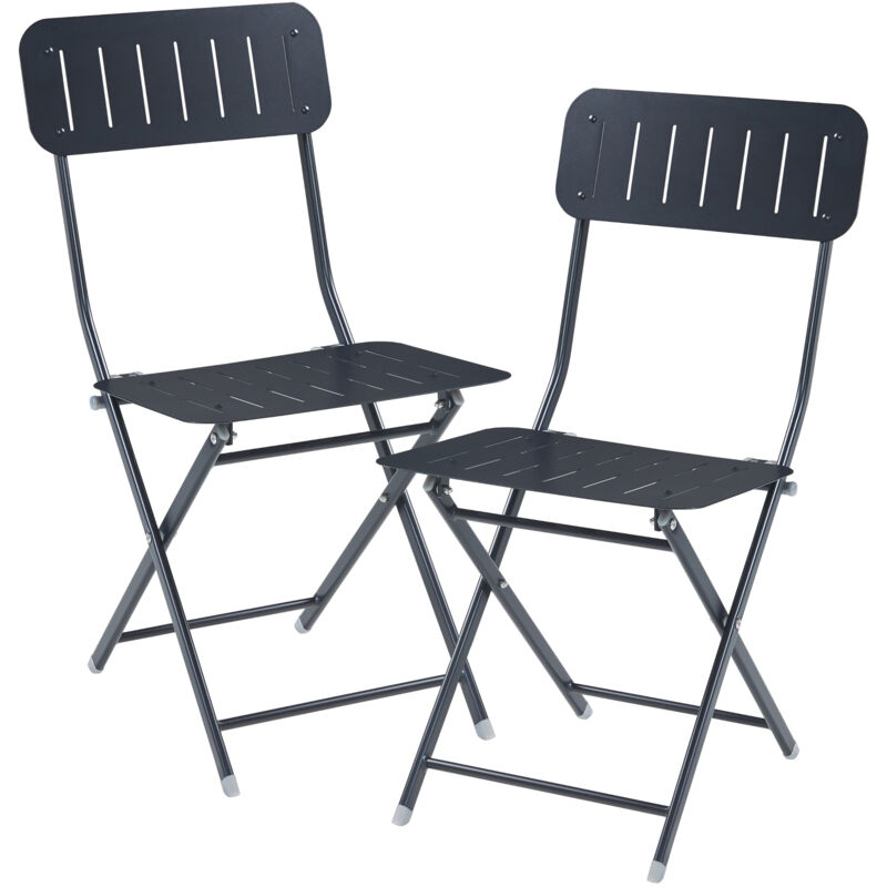 [en.casa] - Klappstuhl Sande 2er Set Stahl Schwarz