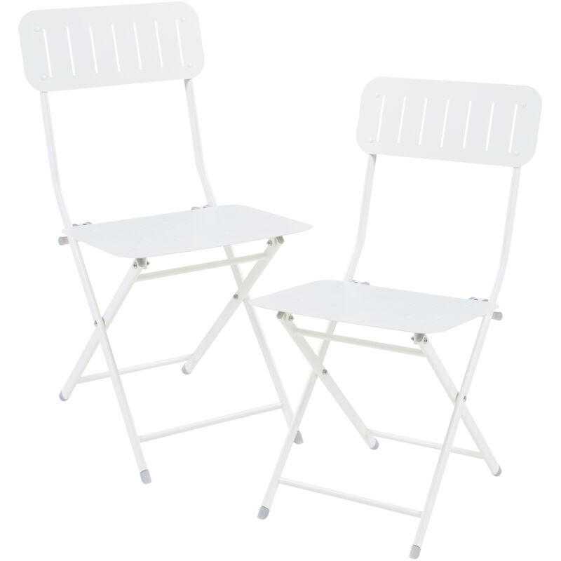 [en.casa] - Klappstuhl Sande 2er Set Stahl Weiß