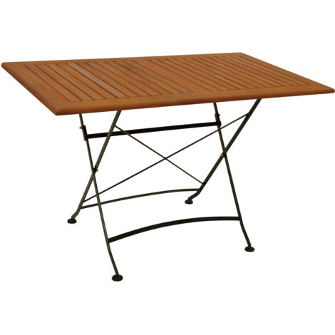 Klapptisch Hofgarten 70x120cm, Flachstahl schwarz + Eukaylptus, FSC®-zertifiziert