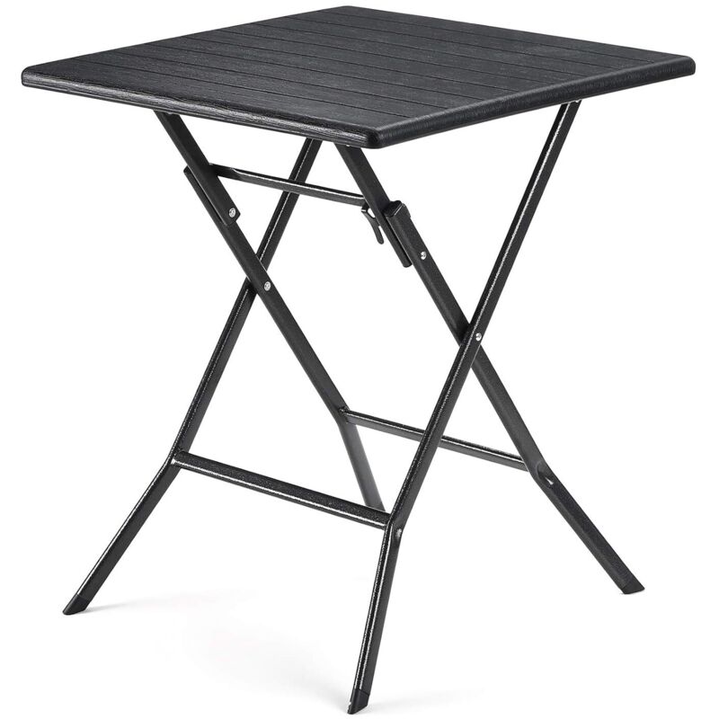 Klapptisch, kleiner Gartentisch mit imitierter Holzmaserung aus