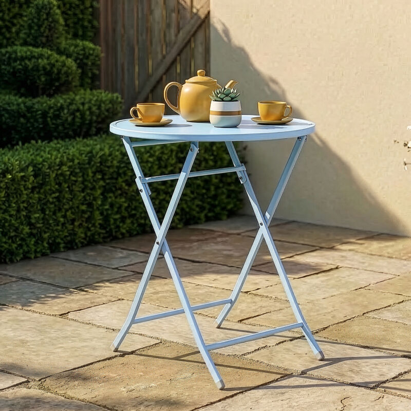 Klapptisch Sande Stahl 71xø62 Cm Himmelblau [en.casa]
