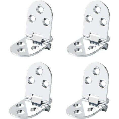 Klapptischscharniere, Klappverbinder, Edelstahl-Möbelbeschlag, 180-Grad-Klappung, 2 mm Dicke, Edelstahl-Chrom-Finish, 4 Stück, Silber