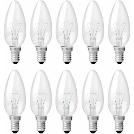 Klare Kerzenbirne E14, 40 W, dimmbar, warmweiß (2700 K), 400 lm, Flammenform, E14-Schraubfassung, 10er-Pack