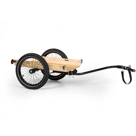 klarfit Companion Travel Lastenanhänger 40kg Fahrradanhänger Handwagen 16&quot Multiplexschale schwarz/holz