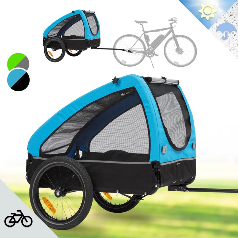 Husky Remorque de vélo pour chien 250L 600D - toile Oxford bleue