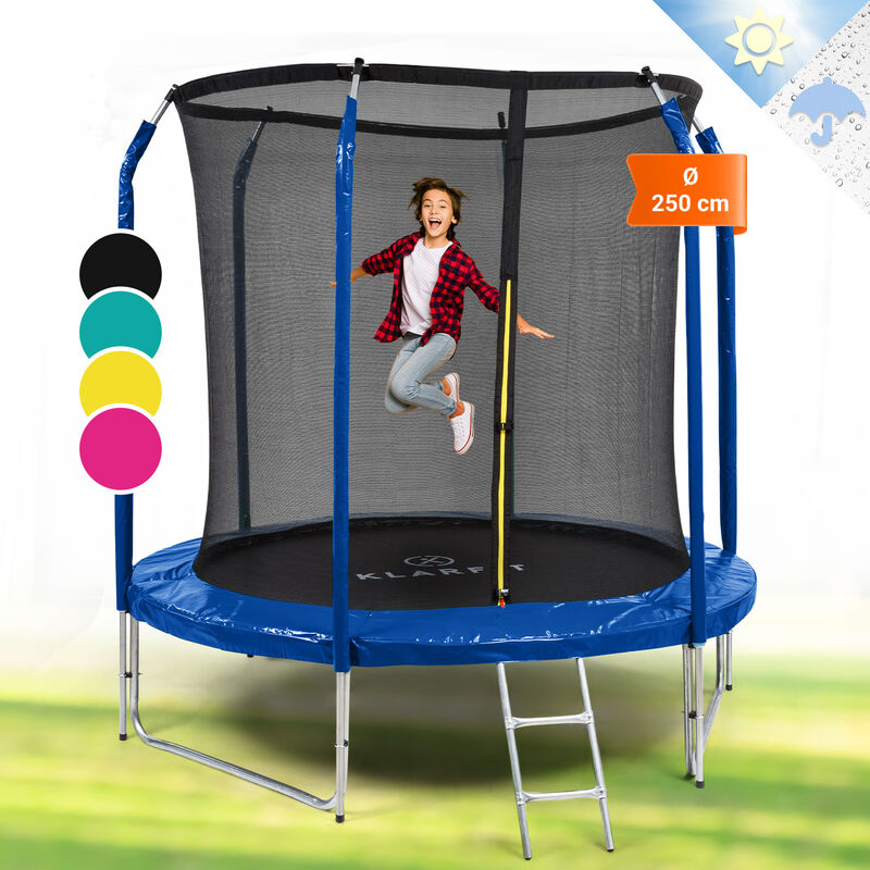 Jumpstarter Trampoline Ø 2,5m filet marquage GS 120 kg max. bleu foncé - Klarfit