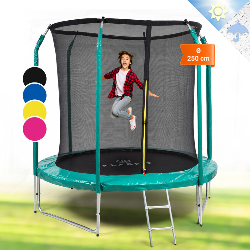 Jumpstarter Trampoline 2,5m Ø filet marquage GS 120 kg max. vert foncé - Klarfit