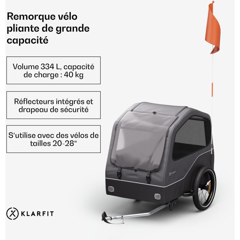 Remorque de vélo hybride maison/cargo très spacieuse 334 l, construction solide en acier avec réflecteurs intégrés - idéale pour transporter votre