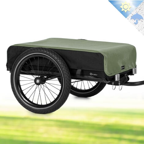 Klarfit Remorque Velo Cargo, Charette Velo à 2 Roues, Remorque Vélo pour Bicyclette, Kit de Fixation pour Remorques en Acier avec Attelage et Support, Chariot Etanche pour Camping, Bagages, Trekking