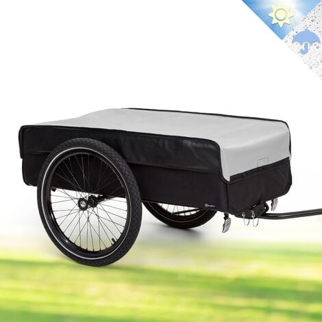 Klarfit Remorque Velo Cargo, Charette Velo à 2 Roues, Remorque Vélo pour Bicyclette, Kit de Fixation pour Remorques en Acier avec Attelage et Support, Chariot Etanche pour Camping, Bagages, Trekking