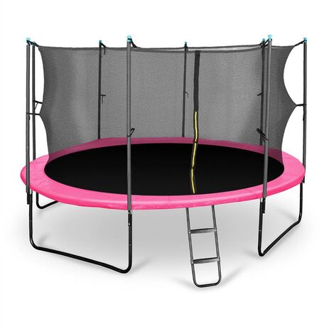 Klarfit Rocketgirl 430 Trampoline Ø 430cm Filet de sécurité & échelle - rose