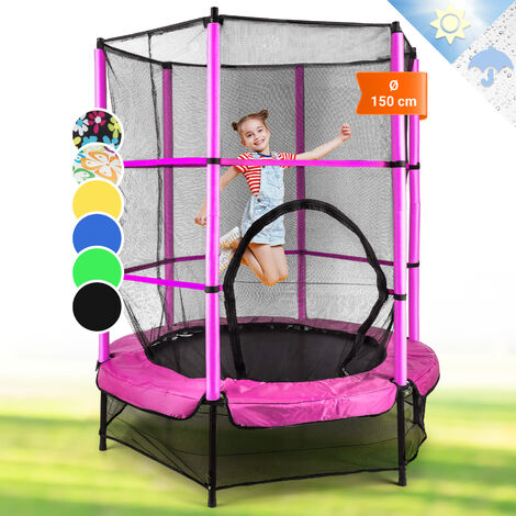 Klarfit Rocketkid Cama elástica Trampolin 140cm Red de seguridad Rosa