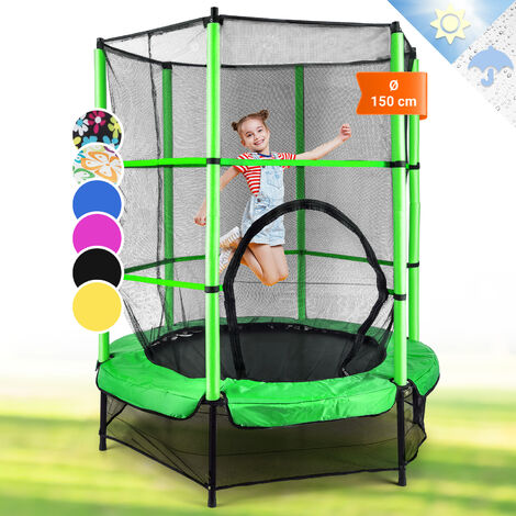 Klarfit Rocketkid Trampoline Ø140cm suspension élastique filet sécurité - vert