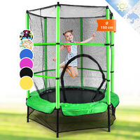 Klarfit Rocketkid Trampolino Elastico Rete Sicurezza Verde 140cm