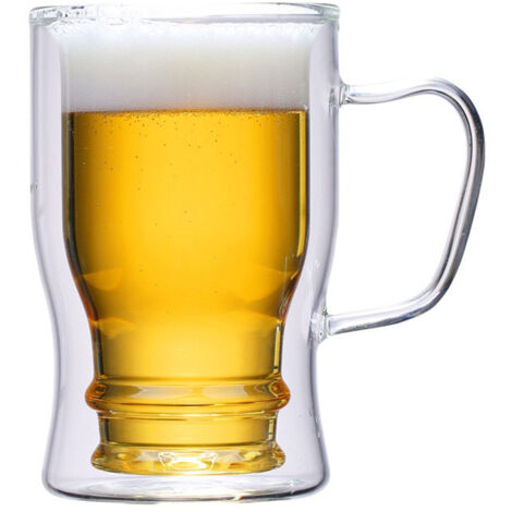 Klarglasbecher mit Henkel für Bier, Kaffee oder Tee – 550 ml