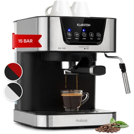 Klarstein 1.5L Coffee Machines with Milk Frother, 15 Bar Espresso Coffee Machine, Small 1050W Coffee Makers for Ground Coffee, Barista Espresso Machine For Iced Coffee Cappuccino Latte Expresso