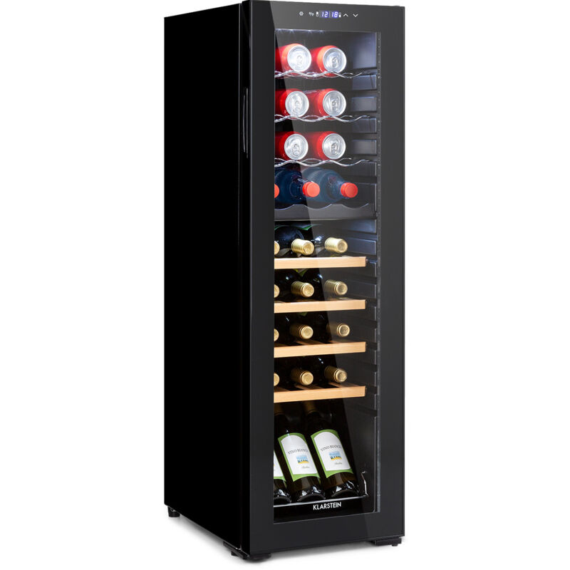 Klarstein 27 Bottle Wine Cooler Fridge - Free-standing Wine Rack, 2 Cooling Zones, Energy-efficient Compressor - Ideal Wine Racks Free-standing For