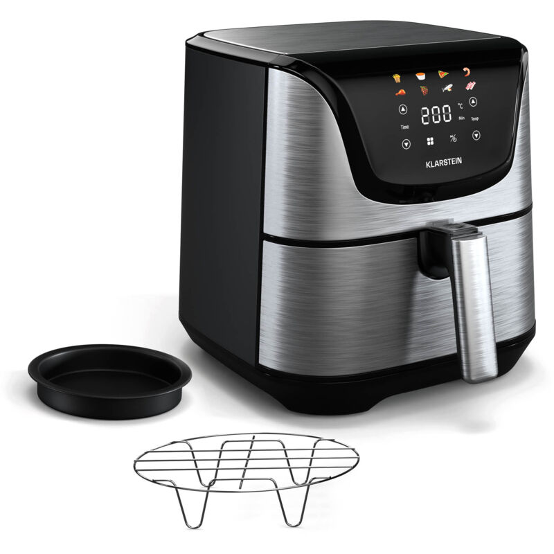 Klarstein Aerovital Deluxe Heißluftfritteuse 5, 4l Airfryer, 1700w, Touch-display, 8 Programme, Antihaftbeschichtung, Grillrost & Pizzablech,