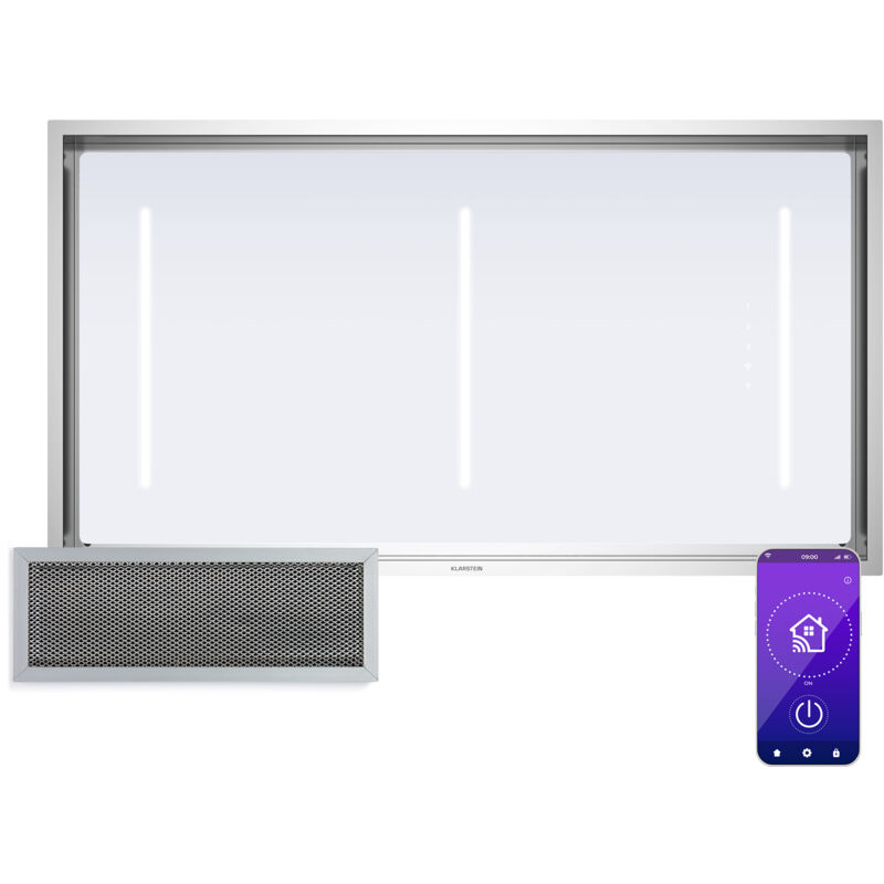 Klarstein Luxeair Dunstabzugshaube - 750 M³/h Luftstrom, A Energieeffizienz, Wlan-steuerung, 110 W Motor, Touch-bedienung, Led-beleuchtung,