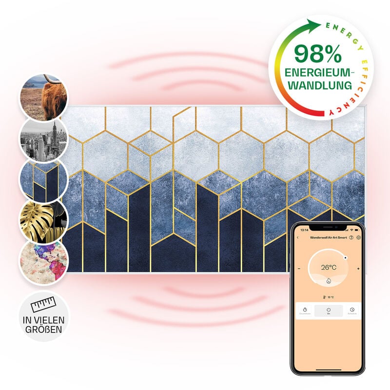 Klarstein - Air Art Smart Chauffage Infrarouge, 700W Radiateur Electrique pour Maison, Contrôle via l'Application IoT/WiFi, Détection de Fenêtre