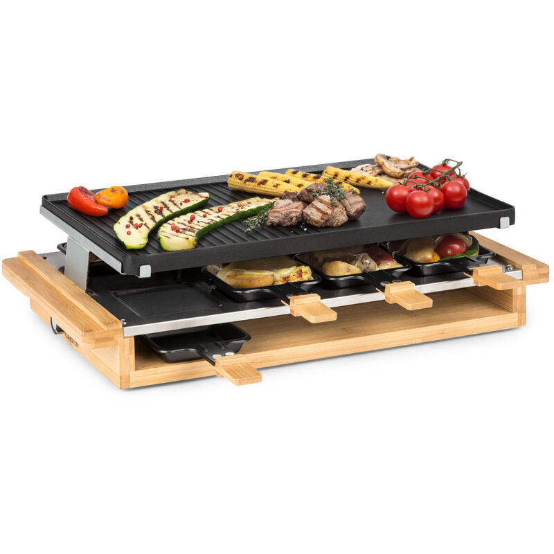 

Tournedo Raclette 1200W Aluminio fundido 8 personas Decoración de madera