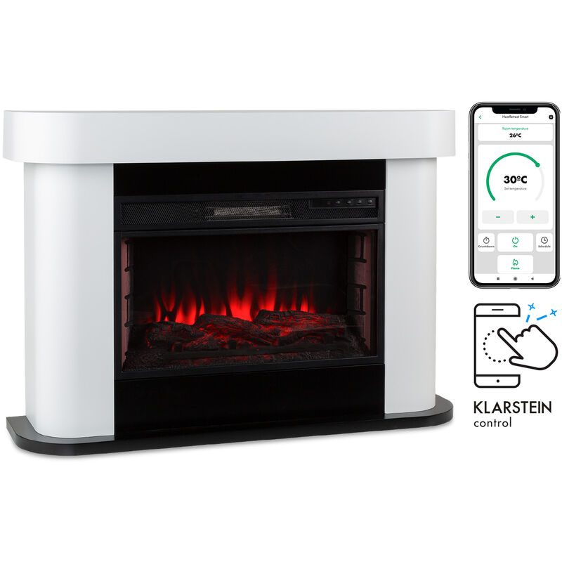 

Aargau Smart Chimenea eléctrica 1000/2000W Led 18-27 °C Temporizador semanal Blanca - Klarstein