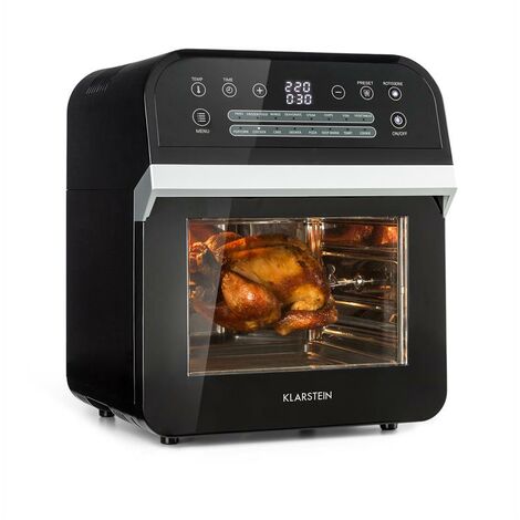 Klarstein AeroVital Cube - Heißluftfritteuse, Heißluftgarer, Airfryer ohne Öl, 50 bis 220 °C, Heissluftfriteuse mit 1600 Watt, 12 Liter Volumen, Timer, 13 Programme, schwarz